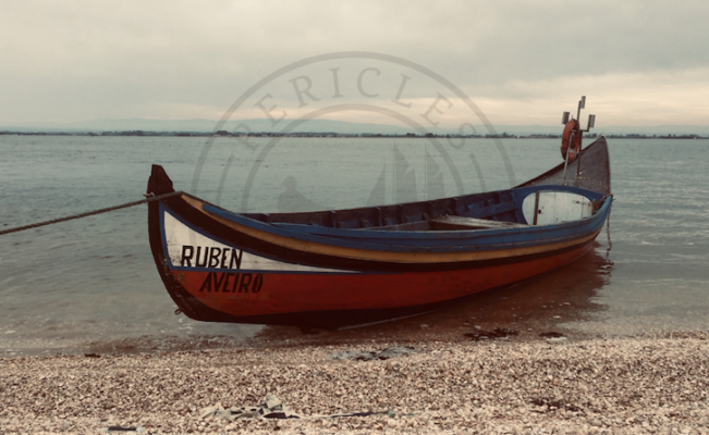 Traditional boat named Bateira from the Ria de Aveiro lagoon