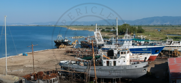 Keramoti lagoon, shipshed, Greece